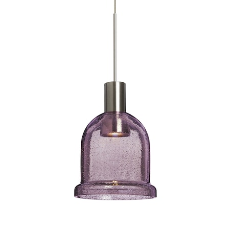 Besa Lighting Kiba Cord Pendant, Plum Bubble, Satin Nickel Finish, 1x3W LED 1XT-KIBAPL-LED-SN